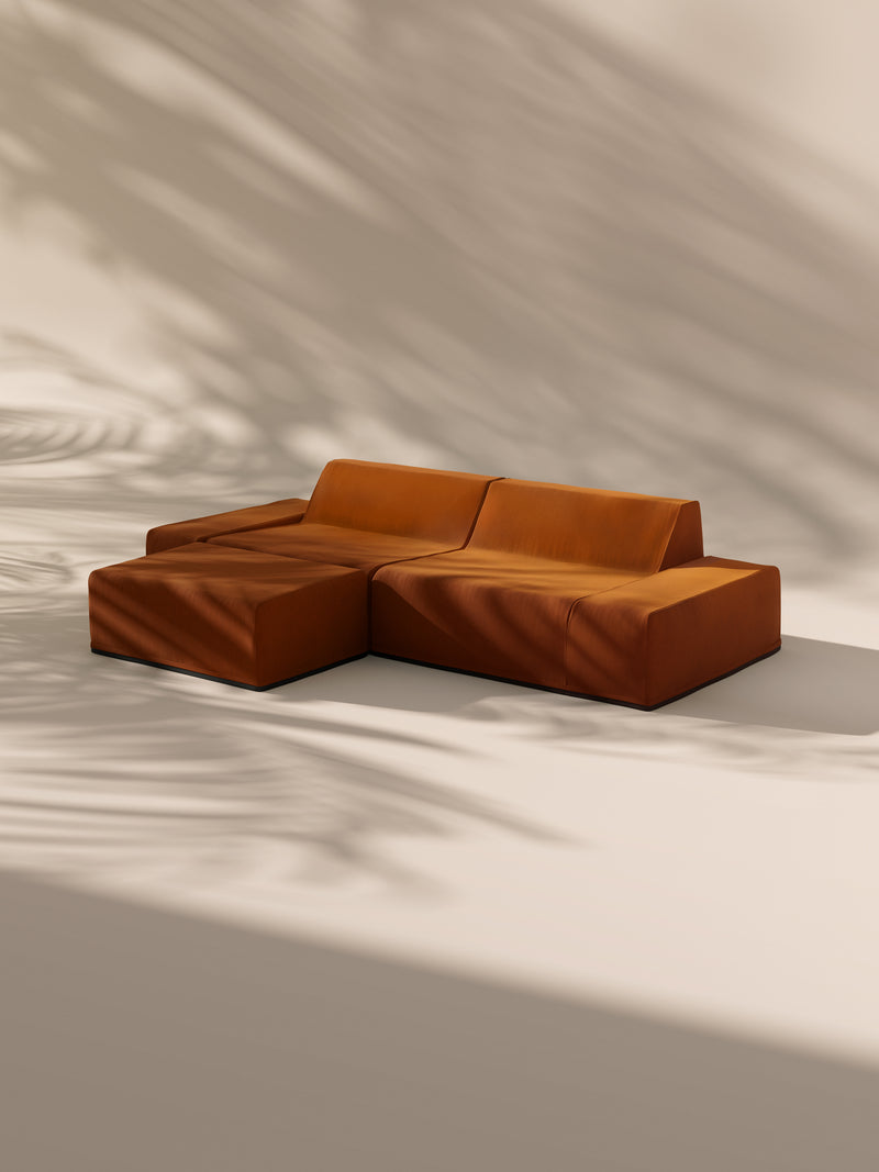 Modo 2 Piece (102") Sofa + Ottoman - Velvet - Tangerine