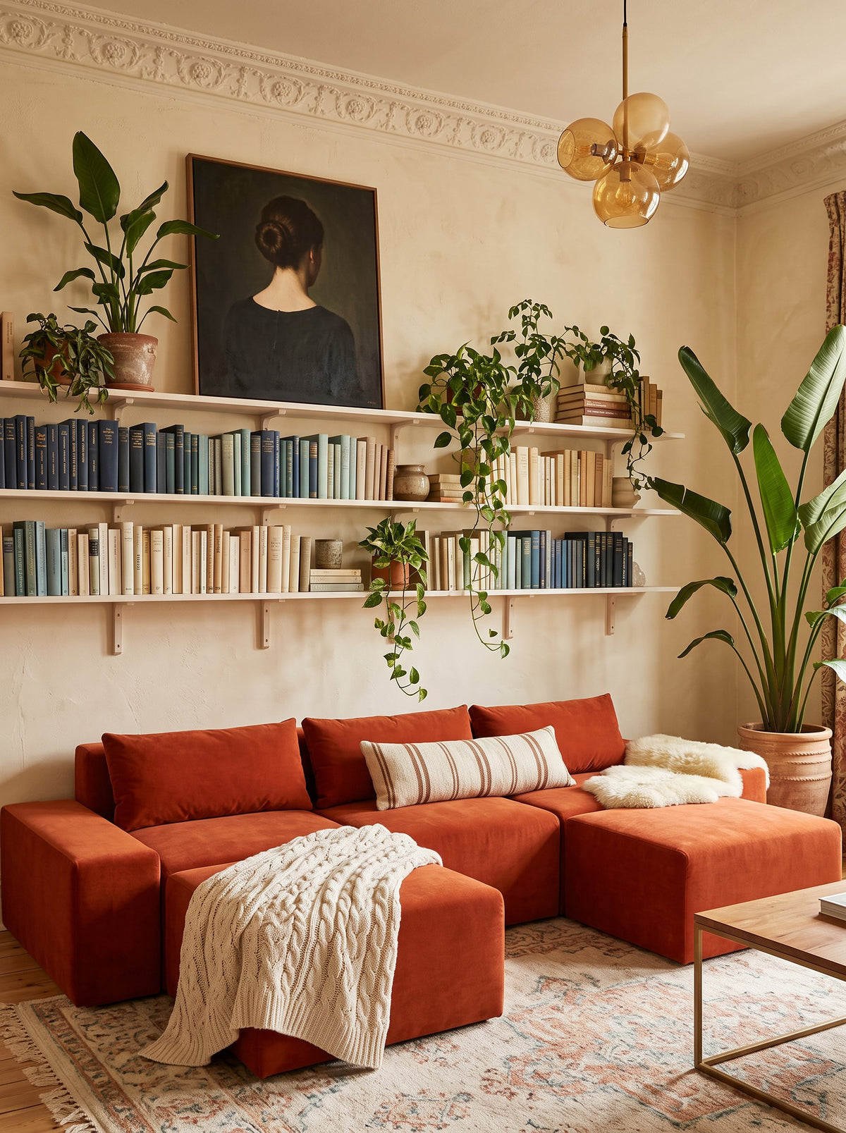 Modo 3 Piece (142") Sofa - Velvet - Tangerine