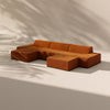 Modo 3 Piece (142") Sofa + 2 Ottoman - Velvet - Tangerine
