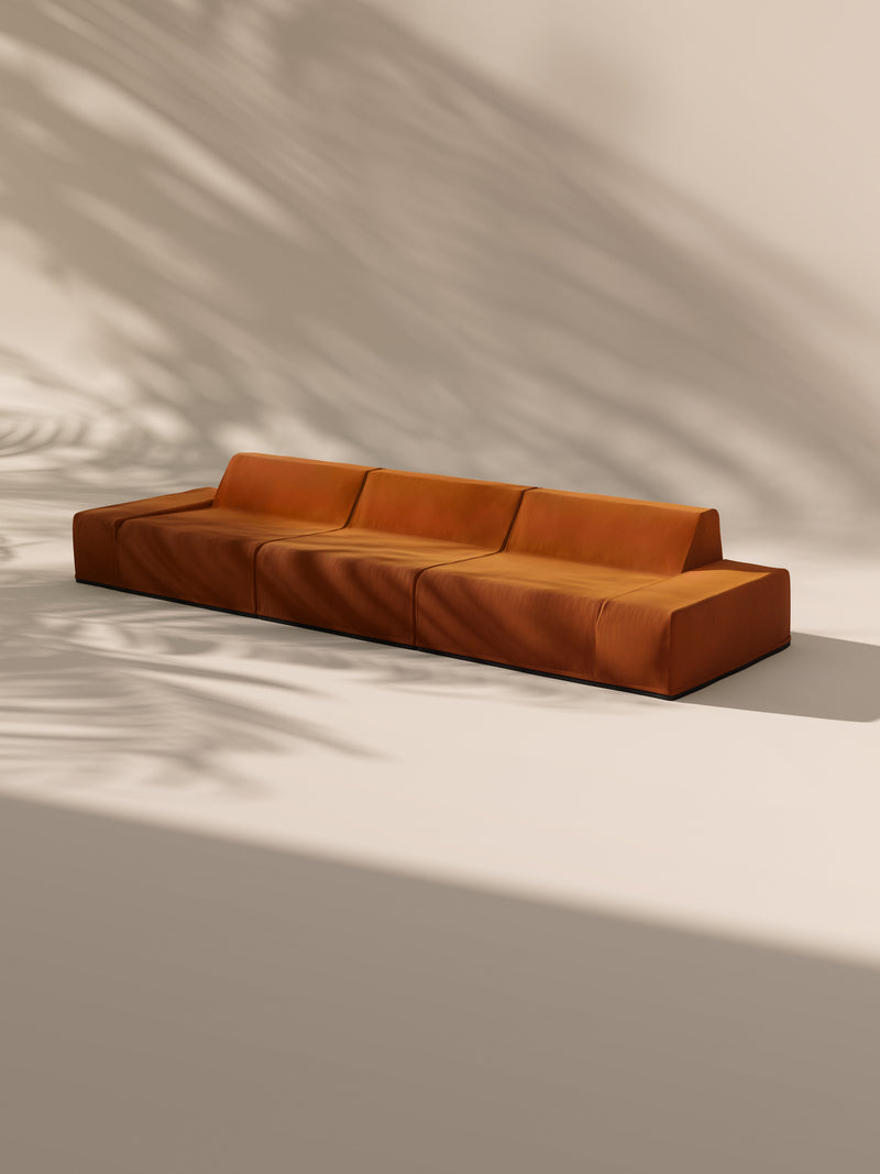 Modo 3 Piece (142") Sofa - Velvet - Tangerine