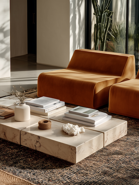 Modo Armless (80") Sofa - Velvet - Tangerine