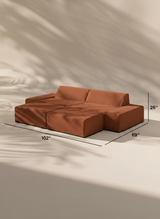 Modo 2 Piece (102") Sofa + 2 Ottoman - Performance Fabric - Terracotta