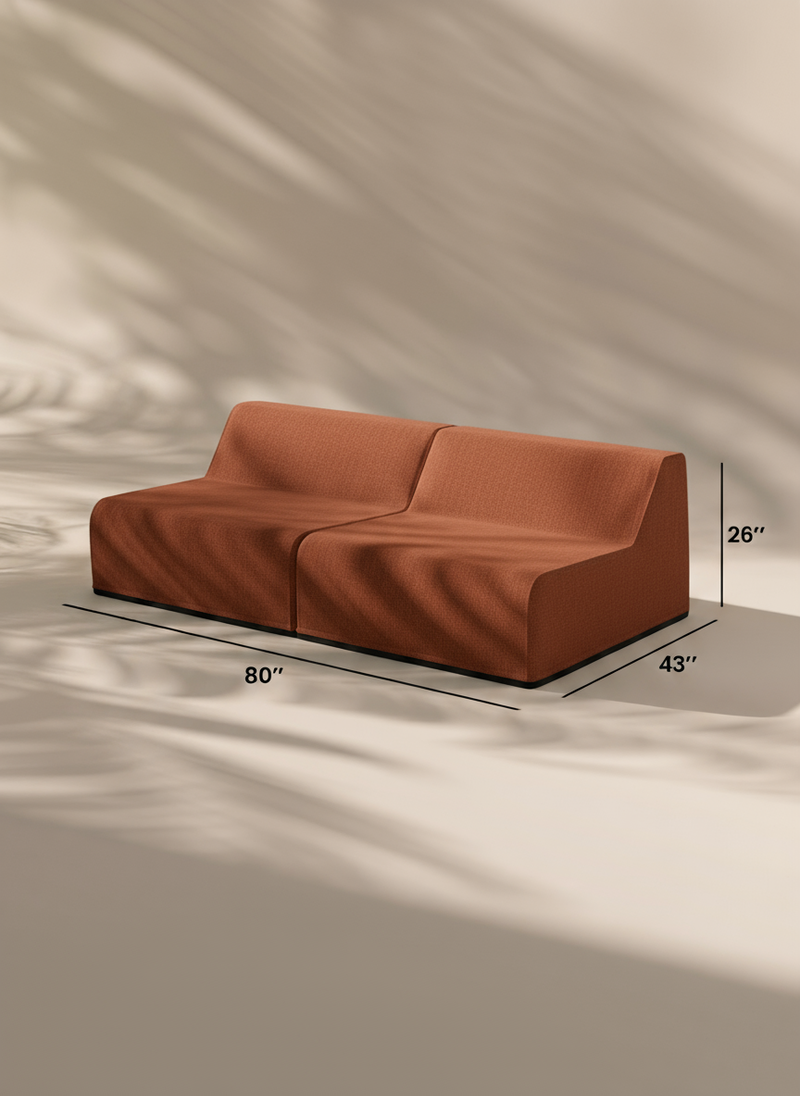 Modo Armless (80") Sofa - Performance Fabric - Terracotta