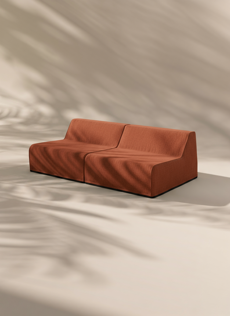 Modo Armless (80") Sofa - Performance Fabric - Terracotta
