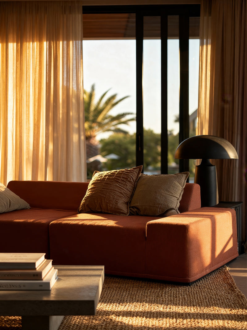 Modo 3 Piece (142") Sofa + 2 Ottoman - Performance Fabric - Terracotta