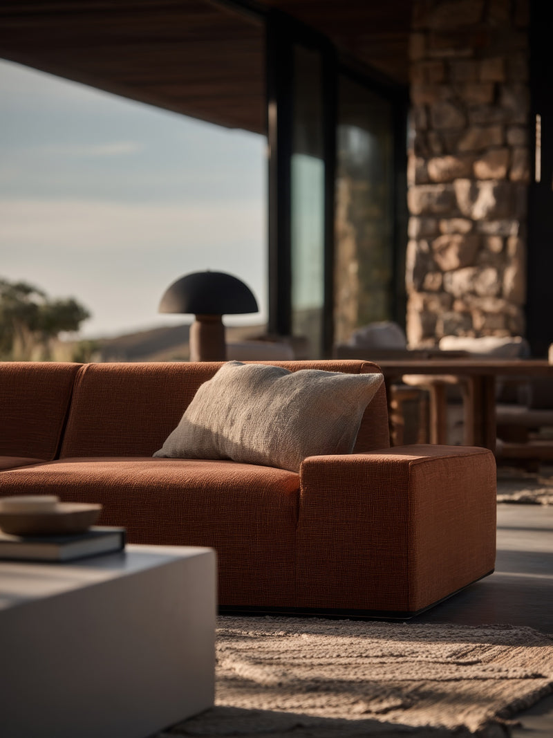 Modo 3 Piece (142") Sofa + 2 Ottoman - Performance Fabric - Terracotta