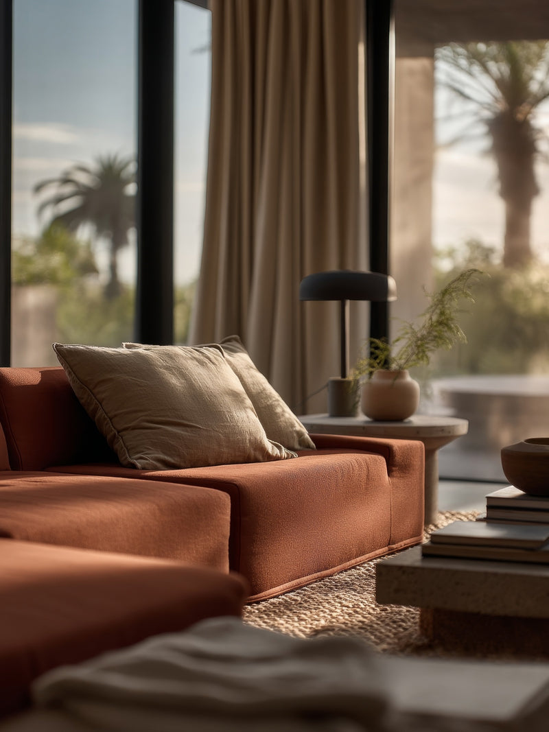 Modo 3 Piece (142") Sofa + 2 Ottoman - Performance Fabric - Terracotta