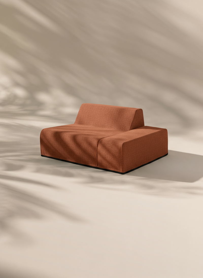 Modo Left End - Performance Fabric - Terracotta