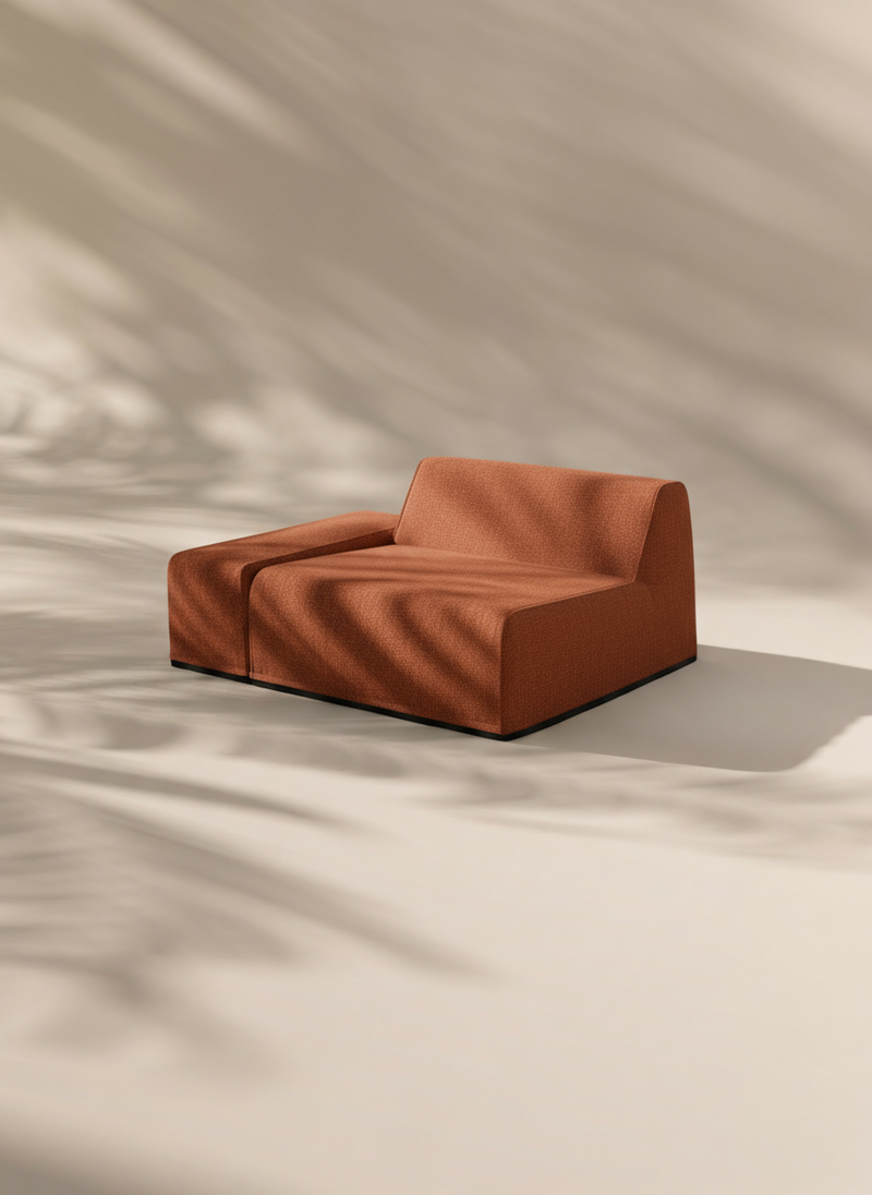 Modo Right End - Performance Fabric - Terracotta
