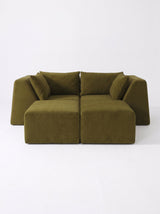 Modo 2 Piece (86") High-Arm Sofa - Velvet - Moss
