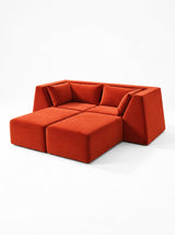 Modo 2 Piece (86") High-Arm Sofa - Velvet - Tangerine