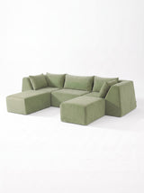 Modo 3 Piece (126") High-Arm Sofa - Velvet - Aqua