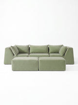 Modo 3 Piece (126") High-Arm Sofa - Velvet - Aqua