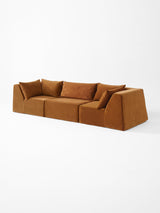 Modo 3 Piece (126") High-Arm Sofa - Velvet - Cognac