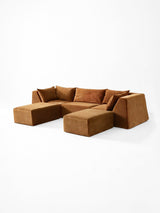 Modo 3 Piece (126") High-Arm Sofa - Velvet - Cognac