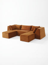 Modo 3 Piece (126") High-Arm Sofa - Velvet - Cognac