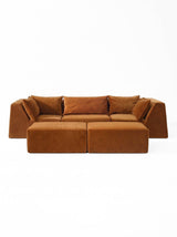 Modo 3 Piece (126") High-Arm Sofa - Velvet - Cognac