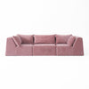 Modo 3 Piece (126") High-Arm Sofa - Velvet - Faded Rose