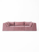 Modo 3 Piece (126") High-Arm Sofa - Velvet - Faded Rose
