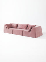 Modo 3 Piece (126") High-Arm Sofa - Velvet - Faded Rose