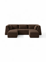 Modo 3 Piece (126") High-Arm Sofa - Velvet - Portobello