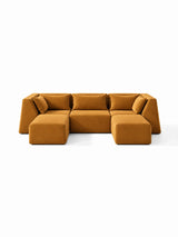 Modo 3 Piece (126") High-Arm Sofa - Velvet - Saffron