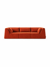 Modo 3 Piece (126") High-Arm Sofa - Velvet - Tangerine