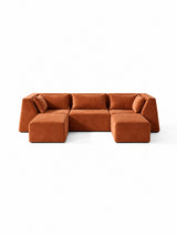 Modo 3 Piece (126") High-Arm Sofa - Performance Fabric - Terracotta