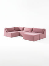 Modo 4-piece armless modular sectional sofa in faded rose pink performance fabric, studio photo