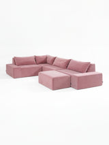 Modo 4-piece modular sectional sofa, Classic configuration, in faded rose pink performance fabric, studio photo
