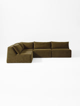 Modo 4-piece armless modular sectional sofa in moss green performance fabric, studio photo