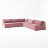 Modo 5-piece armless modular sectional sofa in faded rose pink performance fabric, studio photo