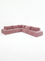 Modo 5-piece modular sectional sofa, Classic configuration, in faded rose pink performance fabric, studio photo