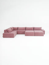 Modo 5-piece modular sectional sofa, Classic configuration, in faded rose pink performance fabric, studio photo