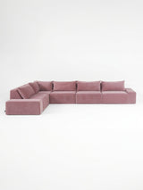 Modo 5-piece modular sectional sofa, Classic configuration, in faded rose pink performance fabric, studio photo