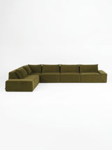 Modo 5-piece modular sectional sofa, Classic configuration, in moss green performance fabric, studio photo