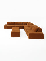 Modo 6-piece modular sectional sofa, Classic configuration, in cognac brown performance fabric, studio photo
