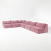 Modo 6-piece armless modular sectional sofa in faded rose pink performance fabric, studio photo