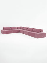 Modo 6-piece modular sectional sofa, Classic configuration, in faded rose pink performance fabric, studio photo