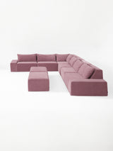 Modo 6-piece modular sectional sofa, Classic configuration, in faded rose pink performance fabric, studio photo