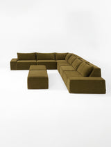 Modo 6-piece modular sectional sofa, Classic configuration, in moss green performance fabric, studio photo