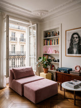 Modo Armless (80") Sofa - Velvet - Faded Rose