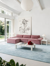 Modo 3 Piece (142") Sofa + 2 Ottoman - Velvet - Faded Rose