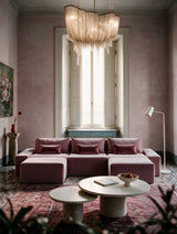 Modo 3 Piece (142") Sofa + 2 Ottoman - Velvet - Faded Rose