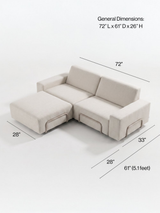 Modo 2 Seater Outdoor Sofa + Ottoman - Graphite with Stone Aluminum
