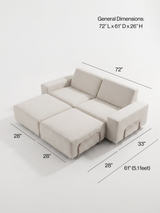 Modo 2 Seater Outdoor Sofa + 2 Ottoman - Graphite with Stone Aluminum