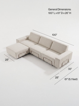 Modo 3 Seater Outdoor Sofa + Ottoman - Graphite with Stone Aluminum