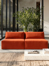 Modo Armless (80") Sofa - Velvet - Tangerine
