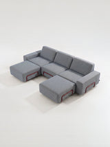 Modo 3 Seater Outdoor Sofa + 2 Ottoman - Navy with Malbec Aluminum