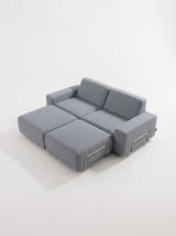 Modo 2 Seater Outdoor Sofa + 2 Ottoman - Navy with Stone Aluminum